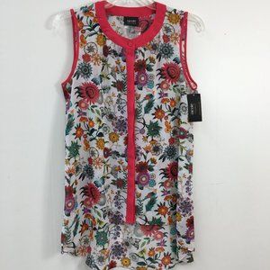 Nicole by Nicole Miller Sleeveless Button Down Sheer Floral Blouse Size M NWT